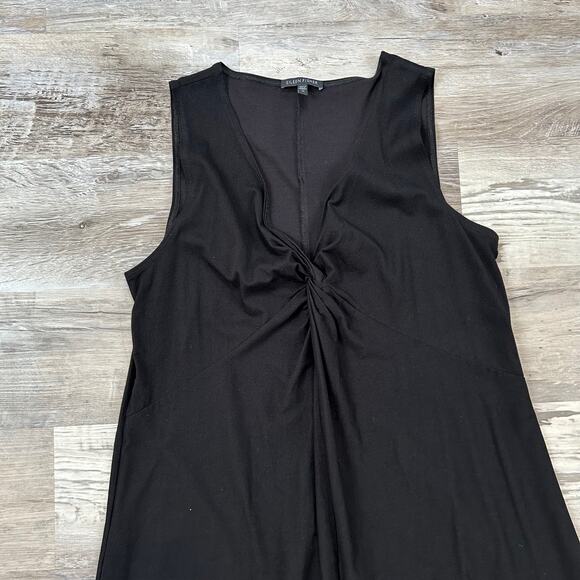 Eileen Fisher Black Sleeveless Twist Front Knee Length Dress Made in USA Size M - Picture 2 of 5